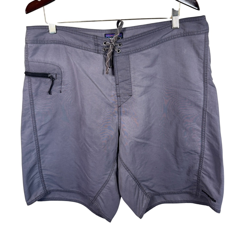 Patagonia‎ Men's Gray Board Shorts Swim Trunks Elastic Drawstring Pocket